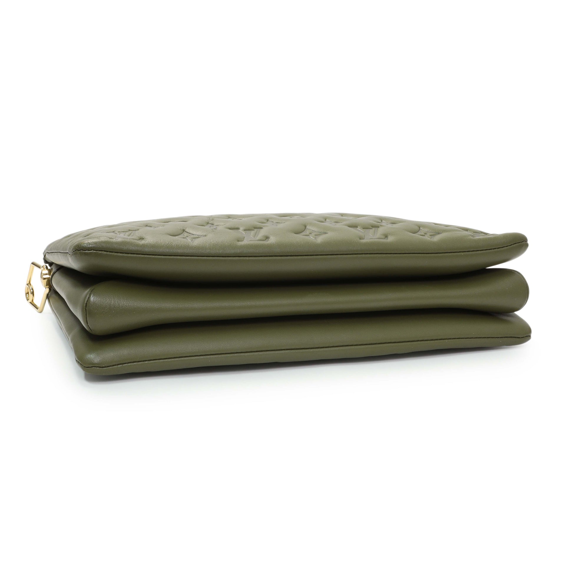 Exclusive Louis Vuitton Green Monogram Embossed Lambskin Coussin MM — Back View