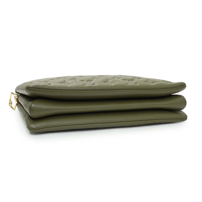 Exclusive Louis Vuitton Green Monogram Embossed Lambskin Coussin MM — Back View