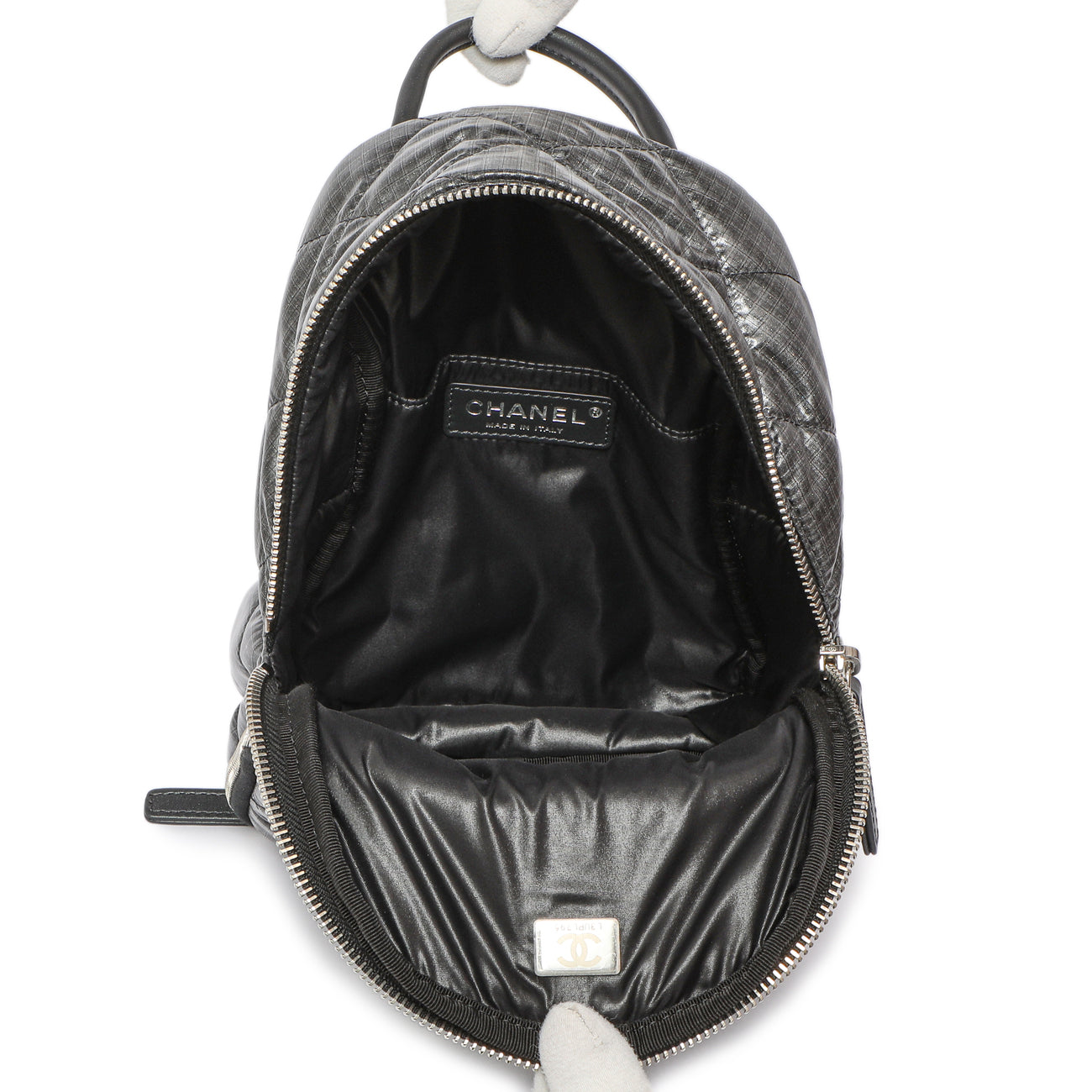 Exclusive Chanel Grey Nylon Coco Neige Backpack — Top View