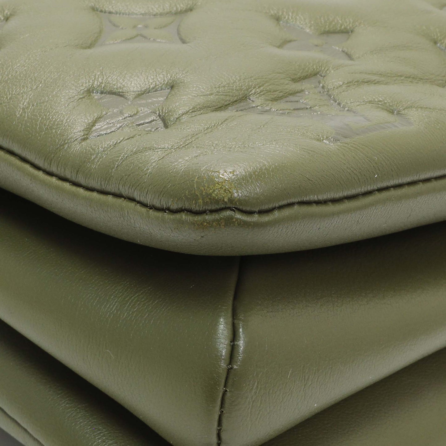 Exclusive Louis Vuitton Green Monogram Embossed Lambskin Coussin MM — Lifestyle View