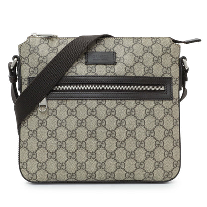 Exclusive Gucci GG Supreme Monogram Flat Messenger — Front View
