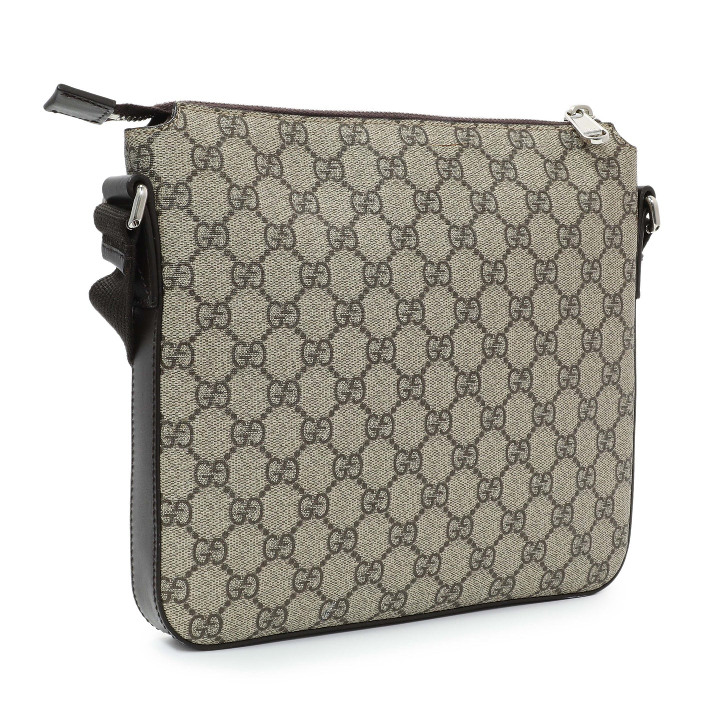 Exclusive Gucci GG Supreme Monogram Flat Messenger — Side View