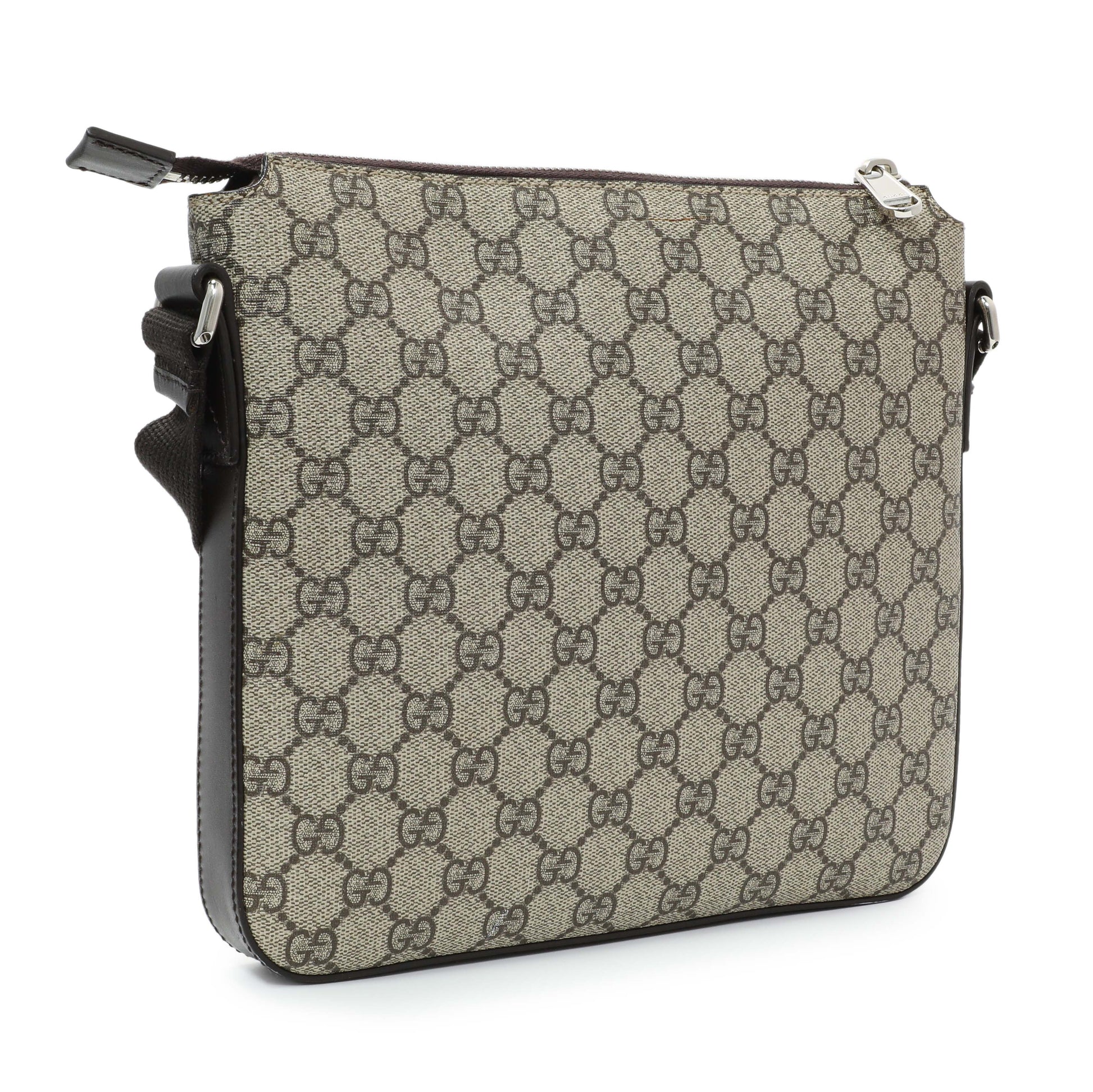 Exclusive Gucci GG Supreme Monogram Flat Messenger — Side View