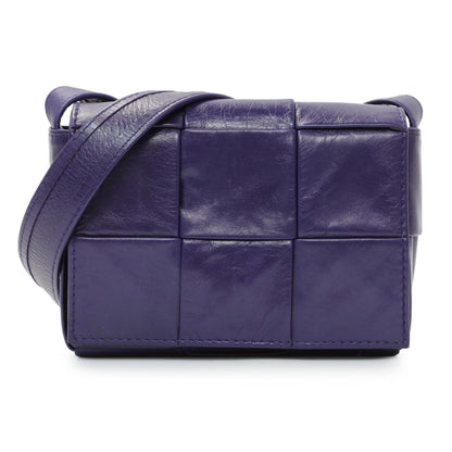 Exclusive Bottega Veneta Purple Paper Calfskin Maxi Intreccio Extra Mini Cassette Crossbody Bag — Front View