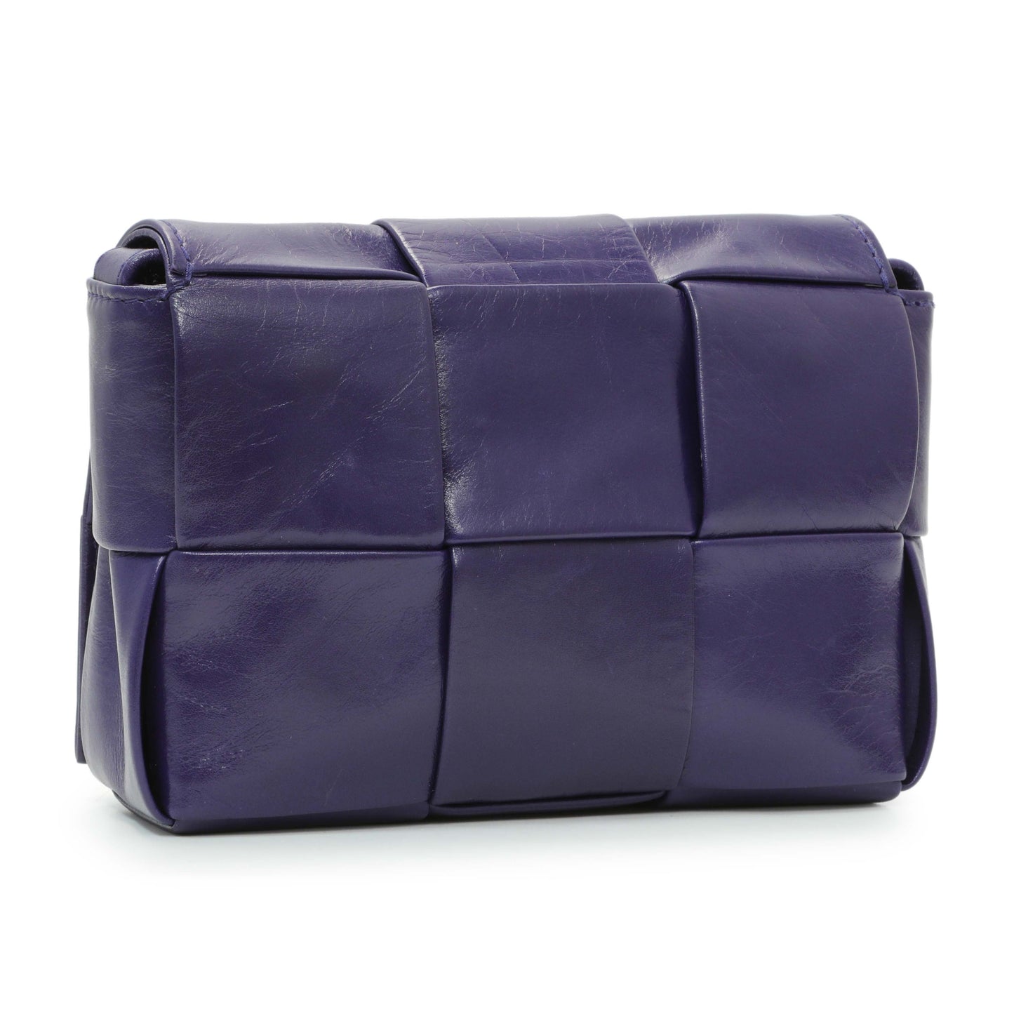Exclusive Bottega Veneta Purple Paper Calfskin Maxi Intreccio Extra Mini Cassette Crossbody Bag — Side View