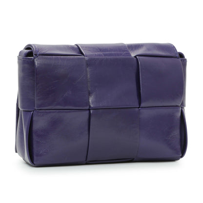 Exclusive Bottega Veneta Purple Paper Calfskin Maxi Intreccio Extra Mini Cassette Crossbody Bag — Side View