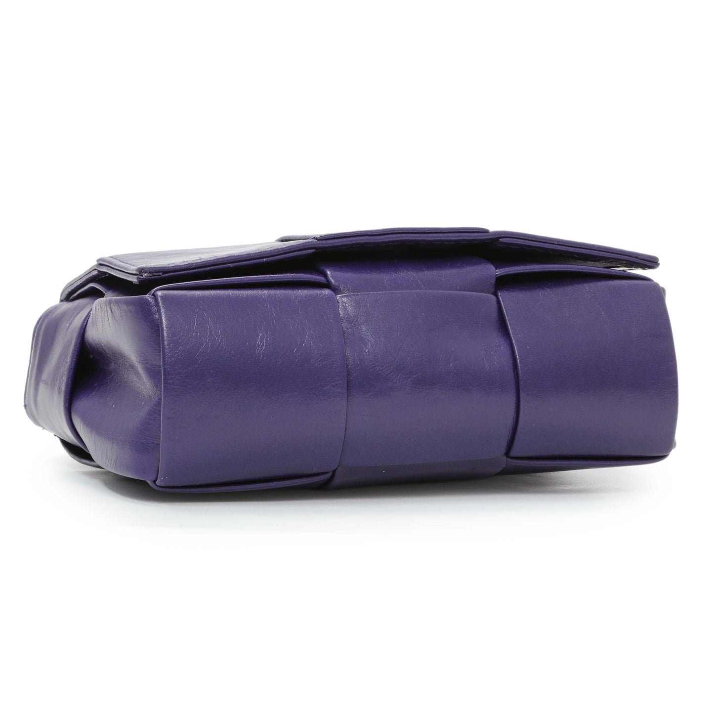 Exclusive Bottega Veneta Purple Paper Calfskin Maxi Intreccio Extra Mini Cassette Crossbody Bag — Back View