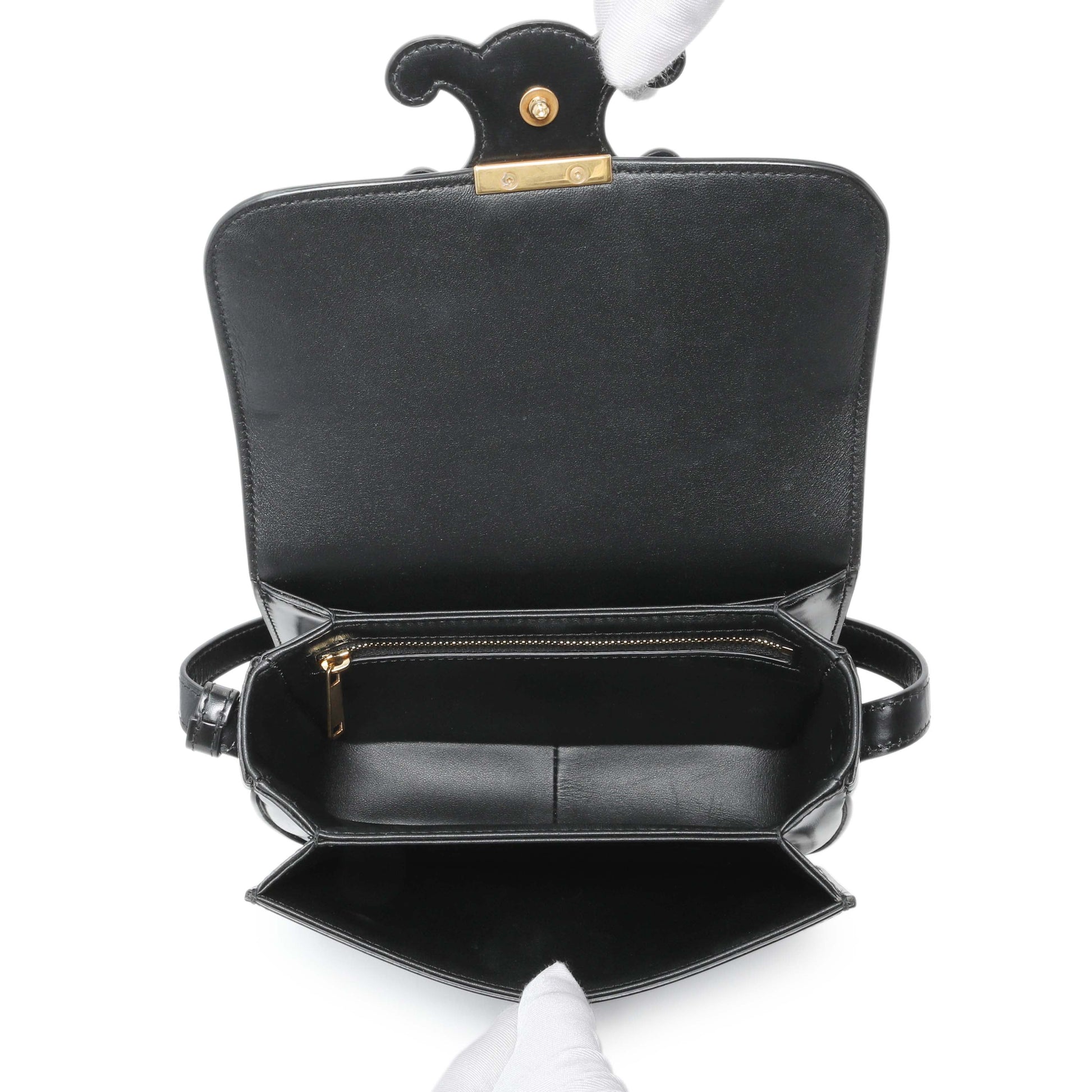 Exclusive Celine Shiny Calfskin Teen Triomphe Bag — Top View