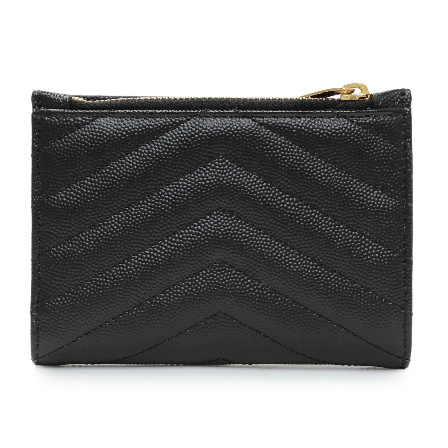 Exclusive Saint Laurent Black Grain De Poudre Cassandra Matelasse Bi-fold Wallet — Side View