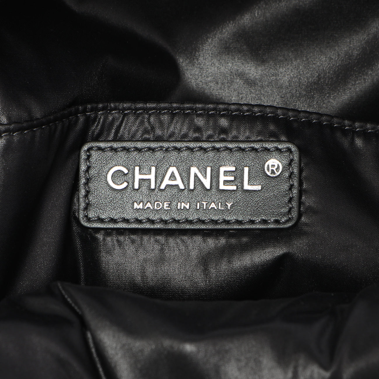 Exclusive Chanel Grey Nylon Coco Neige Backpack — Detail View
