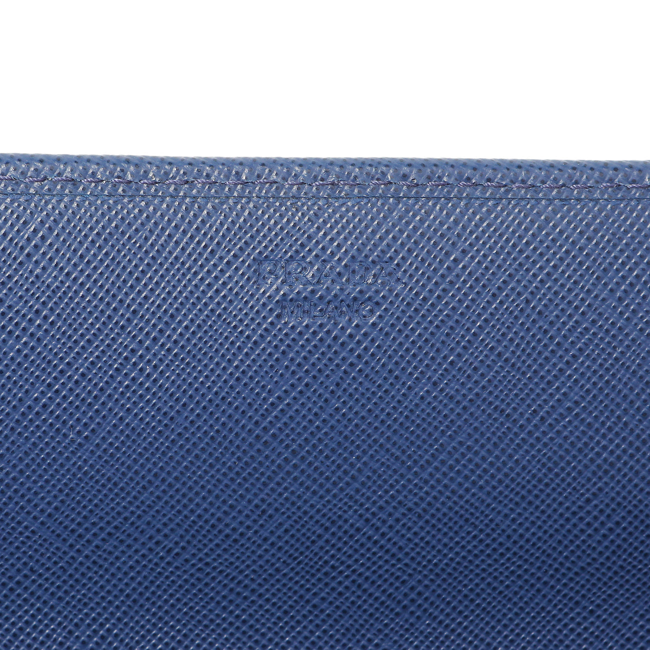 Exclusive Prada Blue Saffiano Chain Wallet — Detail View