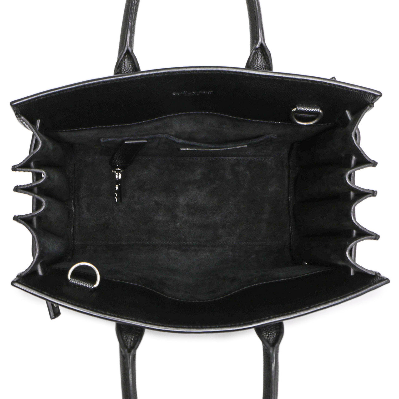 Exclusive Saint Laurent Black Studded Calfskin Nano Sac De Jour — Top View