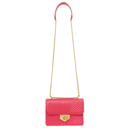 Exclusive Prada Pink Soft Calf Chevron Impunture Flap Bag — Front View