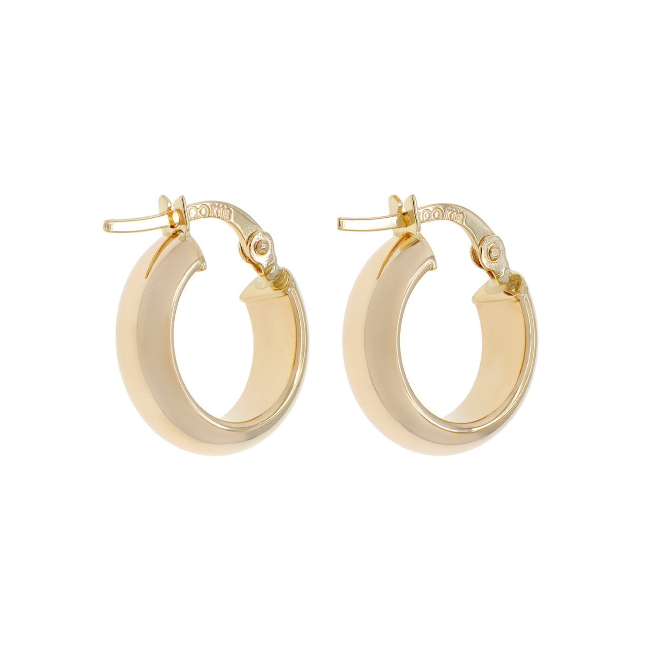 Exclusive 18K Solid Yellow Gold Hoop Earrings — Side View