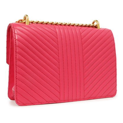 Exclusive Prada Pink Soft Calf Chevron Impunture Flap Bag — Back View