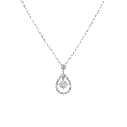 Exclusive 18K White Gold 2.00 Carat Teardrop Halo Pendant — Front View