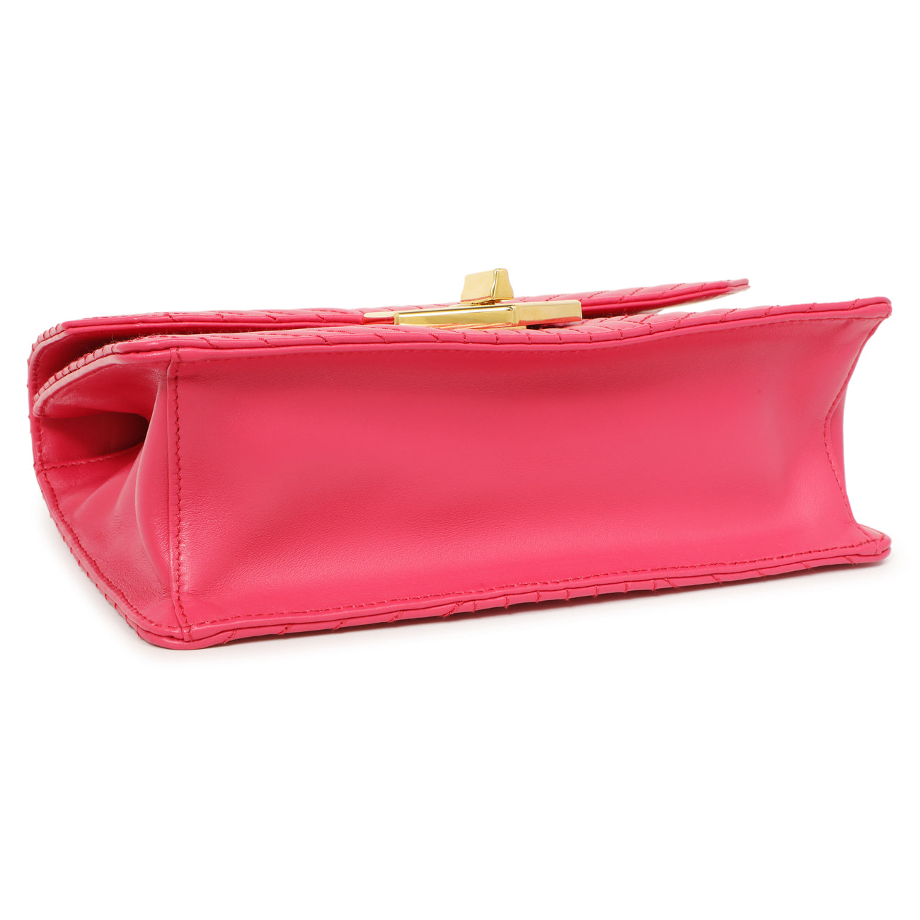 Exclusive Prada Pink Soft Calf Chevron Impunture Flap Bag — Top View