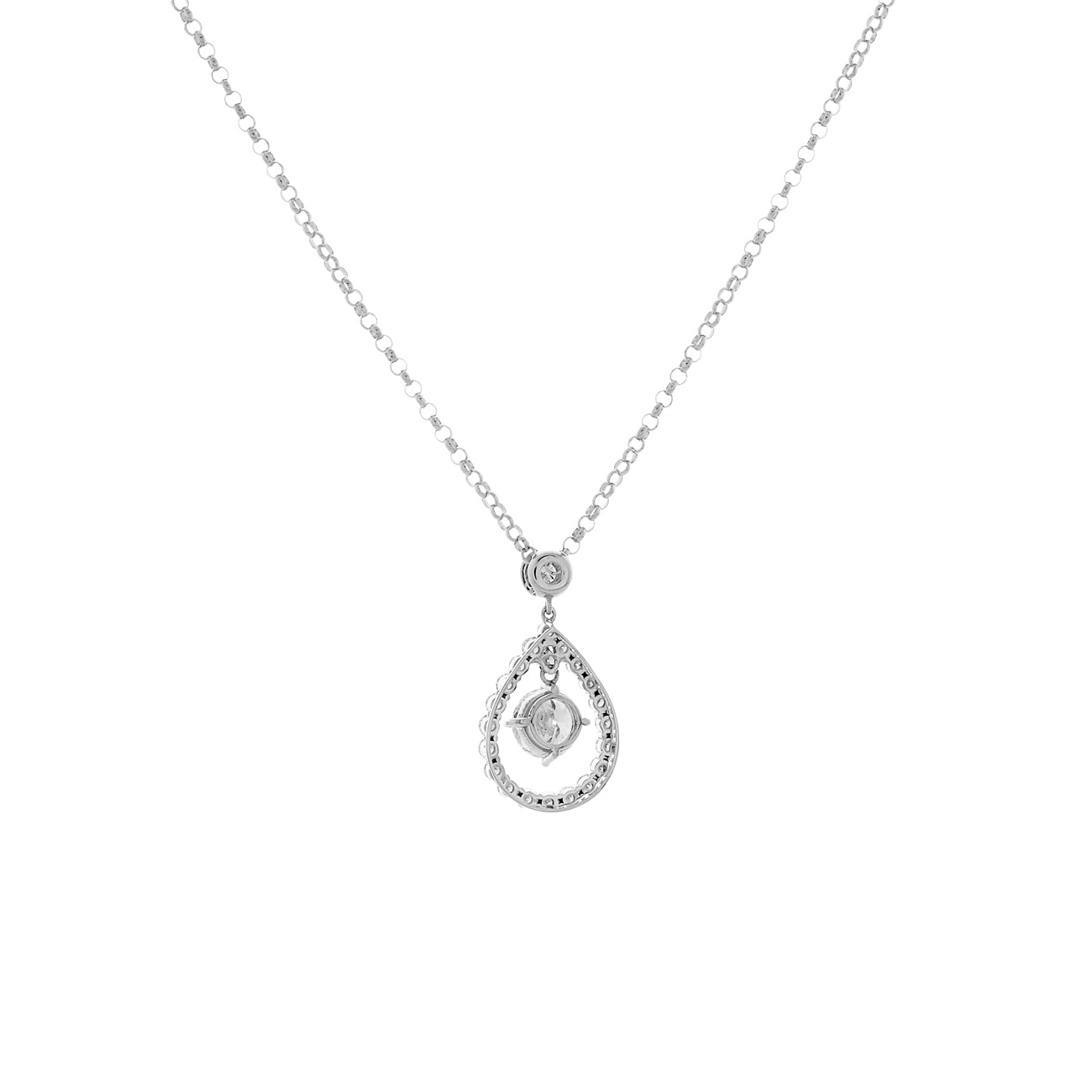 Exclusive 18K White Gold 2.00 Carat Teardrop Halo Pendant — Side View