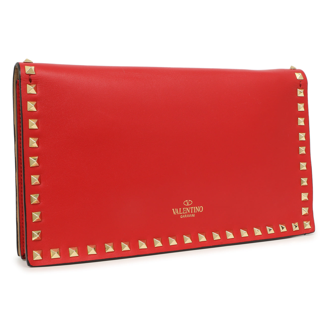 Exclusive Valentino Red Nappa Rockstud Wristlet Clutch — Side View