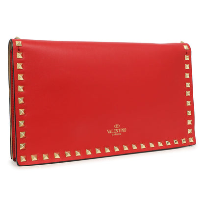 Exclusive Valentino Red Nappa Rockstud Wristlet Clutch — Side View