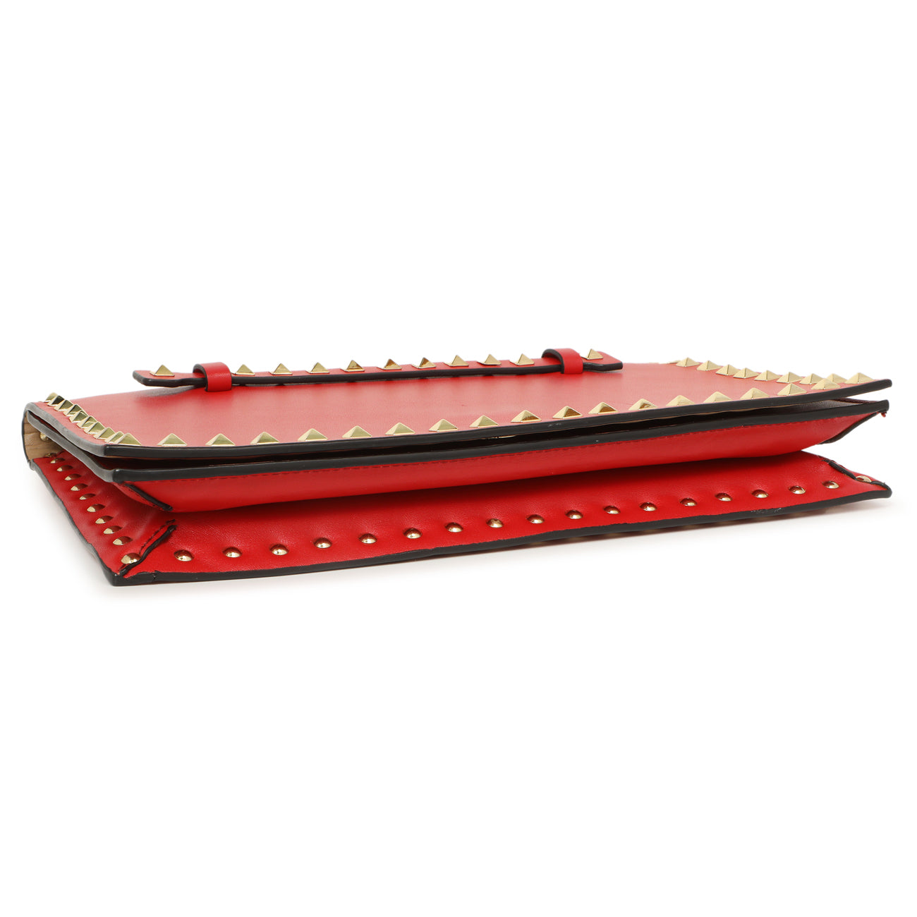 Exclusive Valentino Red Nappa Rockstud Wristlet Clutch — Back View