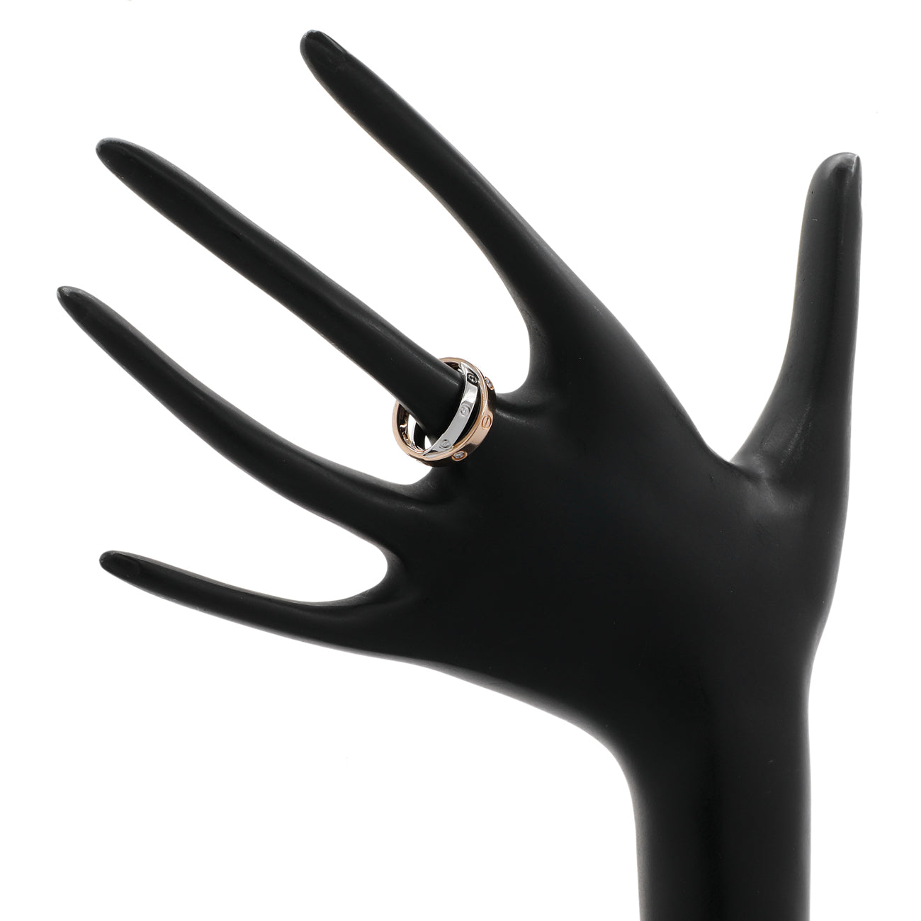 Exclusive Cartier 18K Pink Gold White Gold 6 Diamond Love Ring — Back View