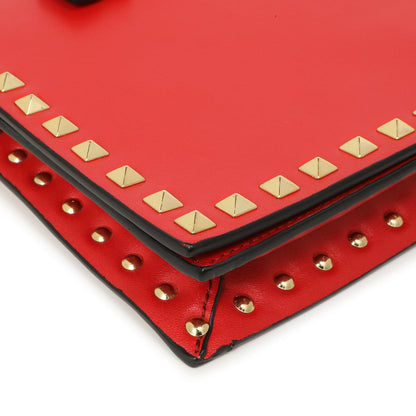 Exclusive Valentino Red Nappa Rockstud Wristlet Clutch — Top View