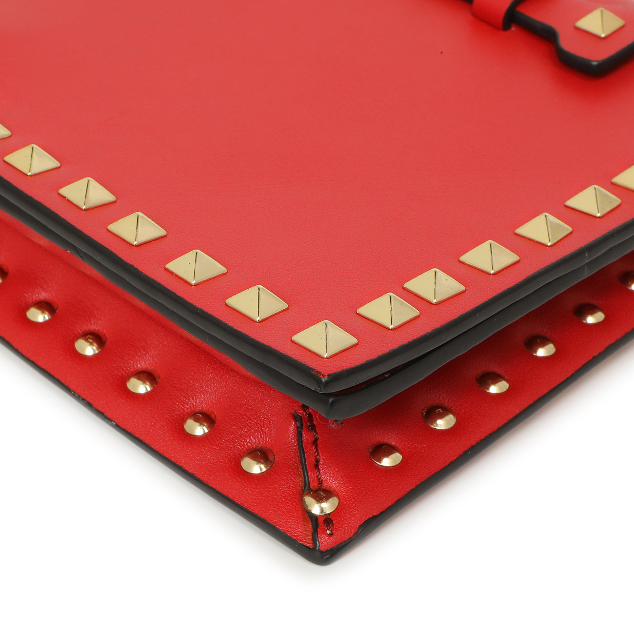 Exclusive Valentino Red Nappa Rockstud Wristlet Clutch — Detail View