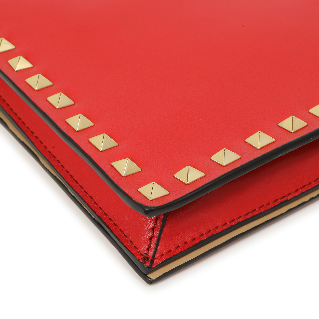 Exclusive Valentino Red Nappa Rockstud Wristlet Clutch — Lifestyle View