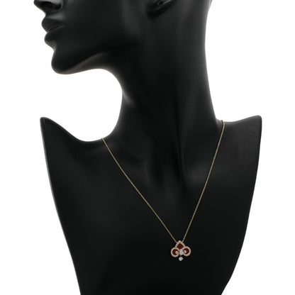 Exclusive Tiffany & Co. 18K Yellow Gold Diamond Carnelian Fleur de Lis Pendant Necklace — Detail View