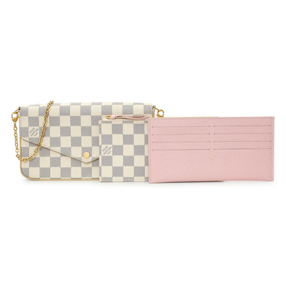 Exclusive Louis Vuitton Damier Azur Pochette Felicie Chain Wallet — Front View
