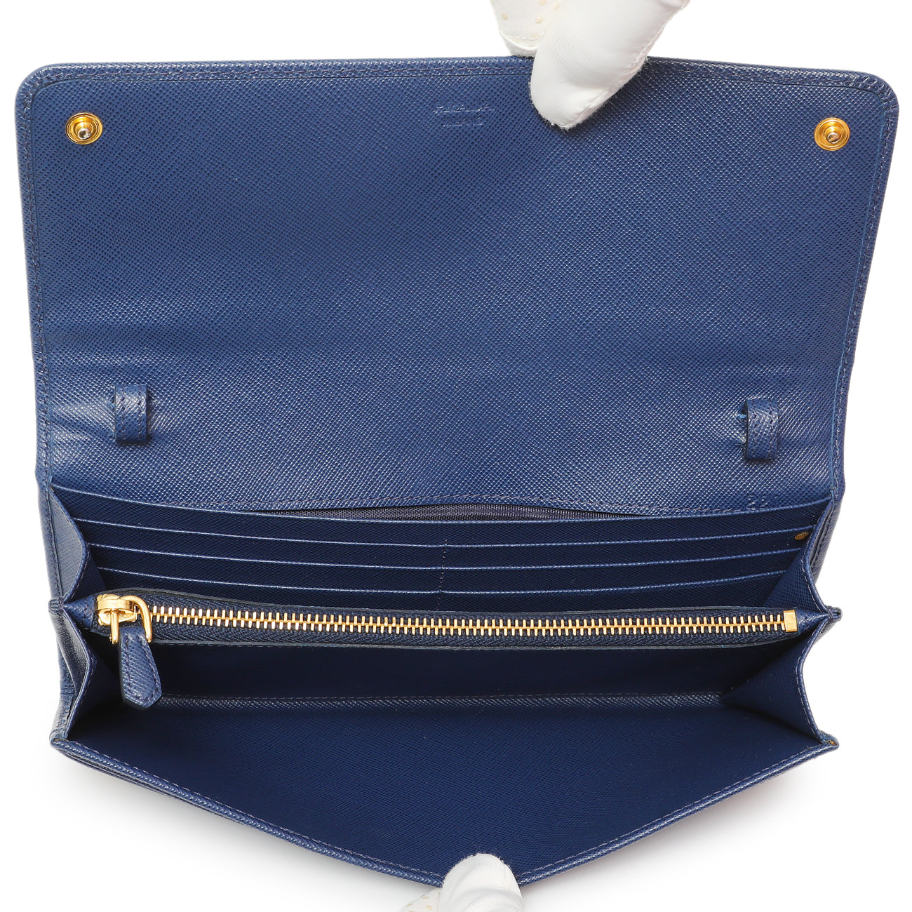 Exclusive Prada Blue Saffiano Chain Wallet — Top View