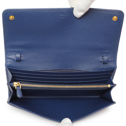 Exclusive Prada Blue Saffiano Chain Wallet — Top View