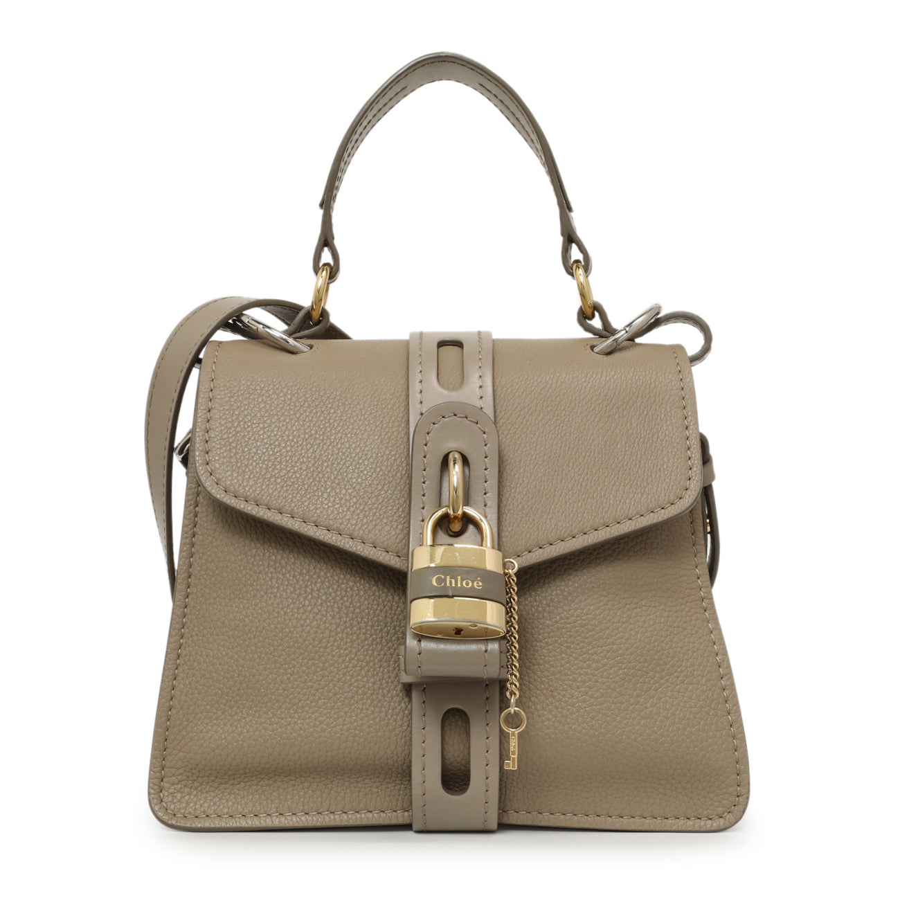 Exclusive Chloe Grey Grained Calfskin Aby Day Shoulder Bag — Front View