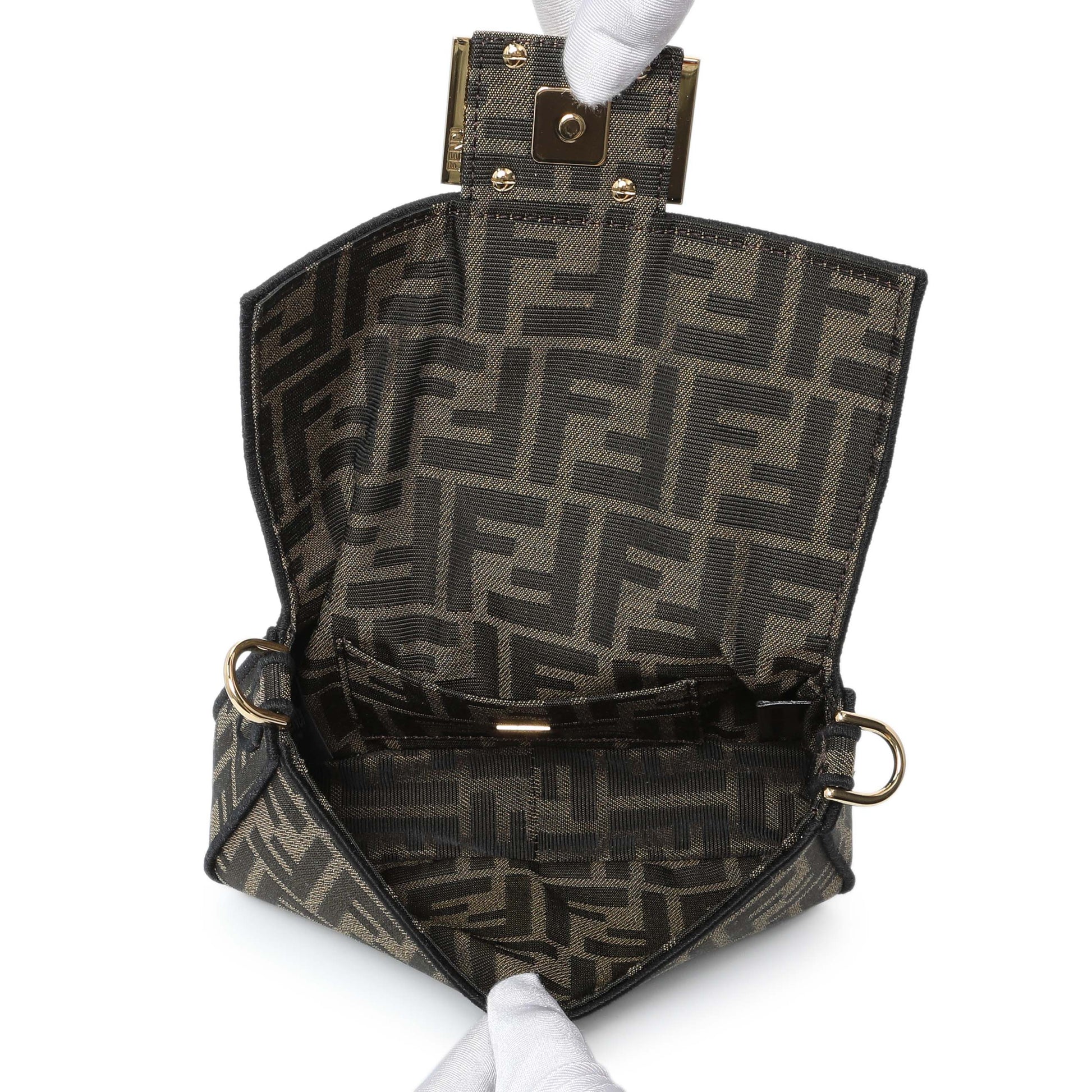 Exclusive Fendi Fabric Jacquard FF 1974 Mini Baguette — Top View