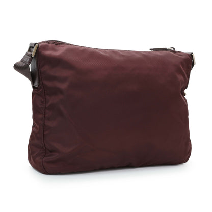 Exclusive Prada Burgundy Tessuto Nylon Messenger Bag — Side View