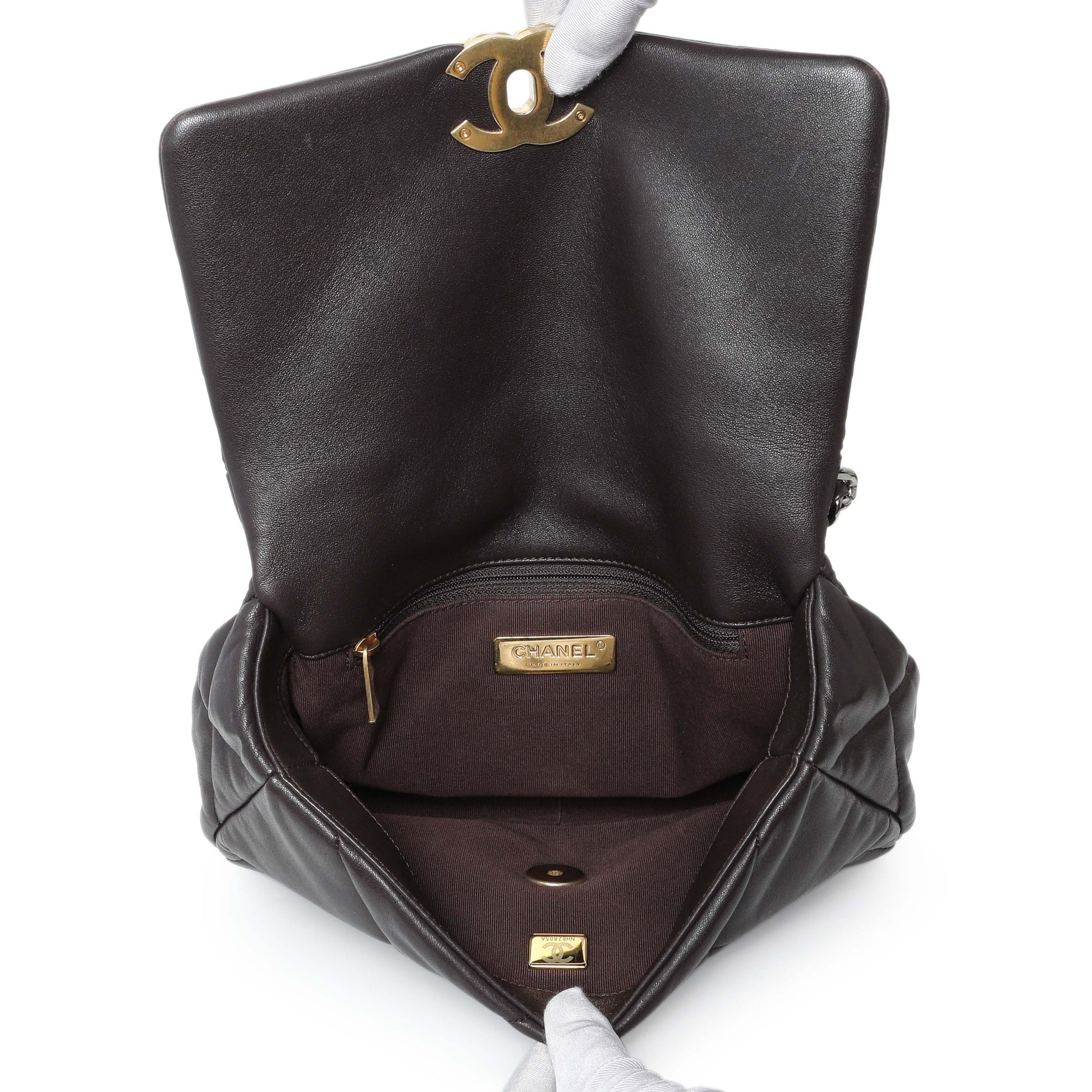 Exclusive Chanel Brown Quilted Lambskin Medium Chanel 19 Flap — Alternate View 9