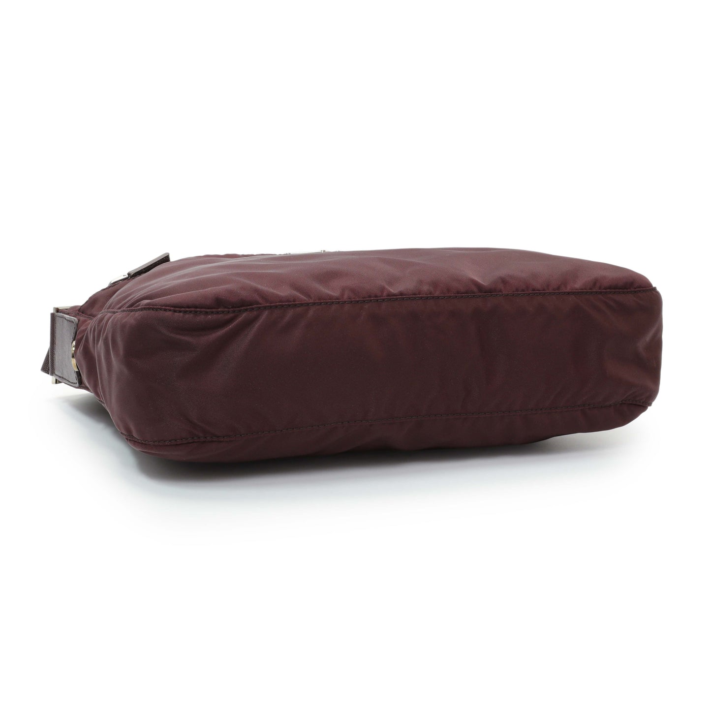 Exclusive Prada Burgundy Tessuto Nylon Messenger Bag — Back View