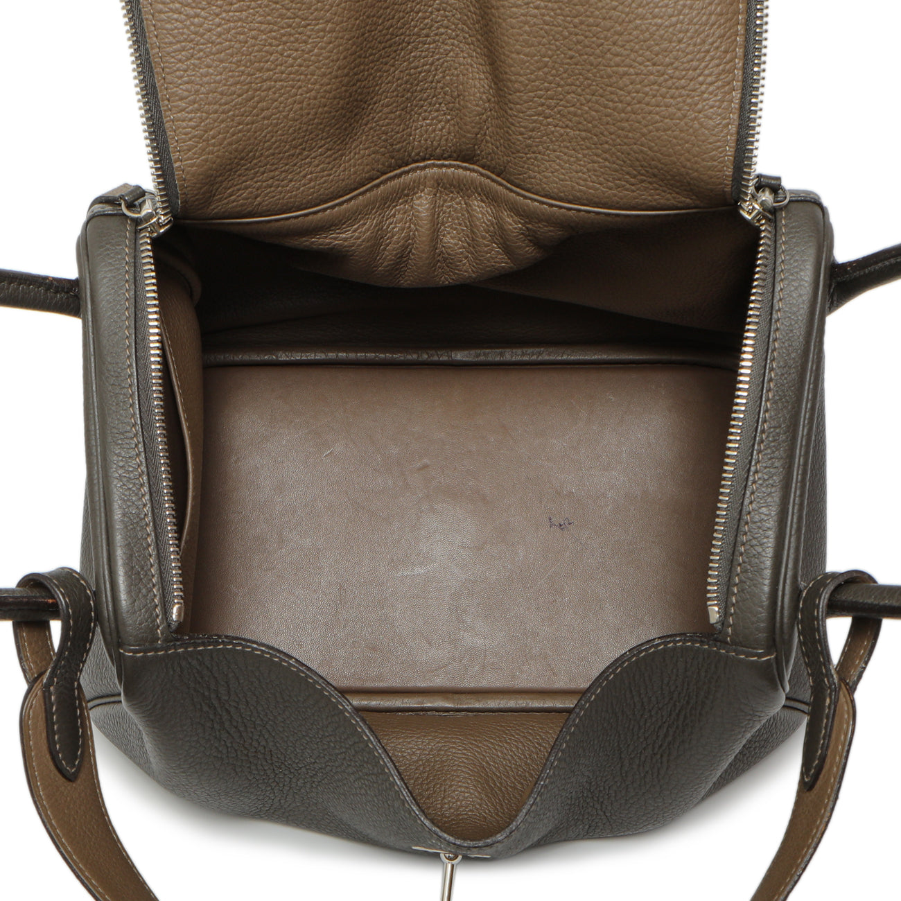 Exclusive Hermes Etain Etoupe Clemence Lindy 30 — Top View