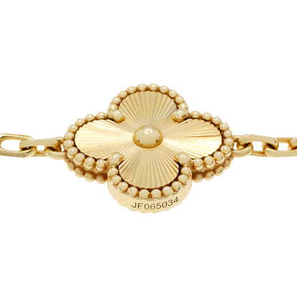 Exclusive Van Cleef & Arpels 18K Yellow Gold Diamond 5 Motifs Vintage Alhambra Bracelet — Top View