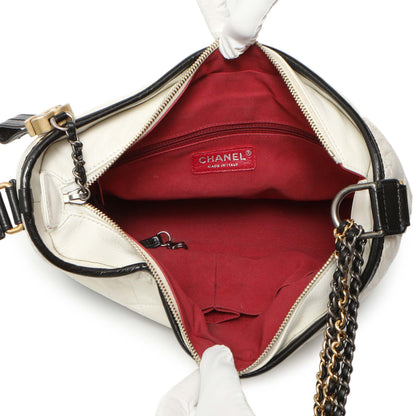 Exclusive Chanel White Black Aged Calfskin Medium Gabrielle Hobo — Alternate View 9