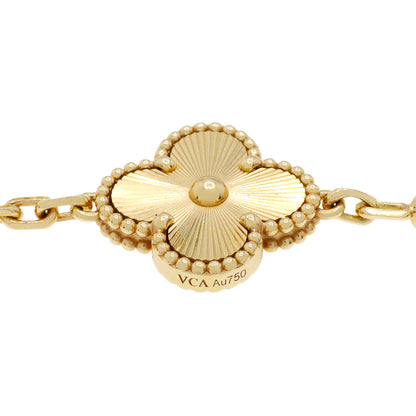Exclusive Van Cleef & Arpels 18K Yellow Gold Diamond 5 Motifs Vintage Alhambra Bracelet — Back View