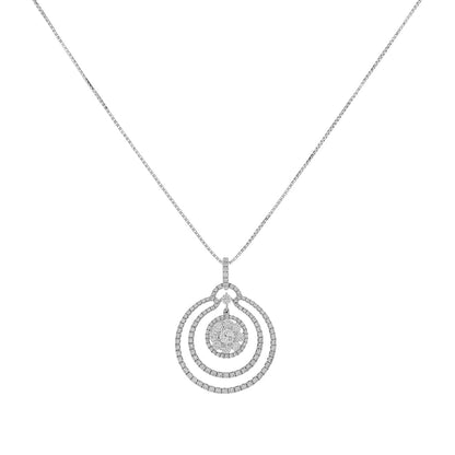 Exclusive 18K White Gold 1.54 Carat Concentric Circular Diamond Pendant — Front View