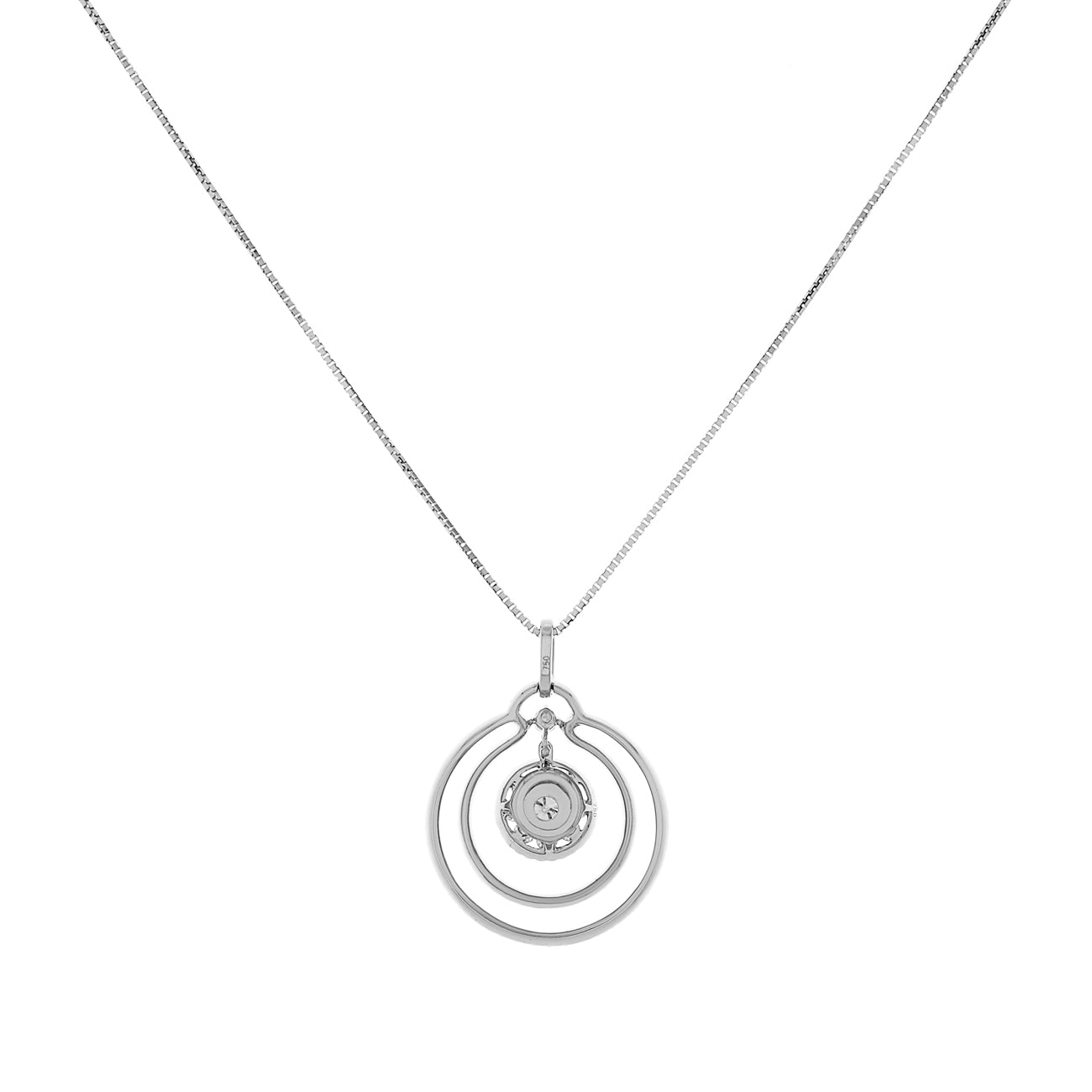 Exclusive 18K White Gold 1.54 Carat Concentric Circular Diamond Pendant — Side View