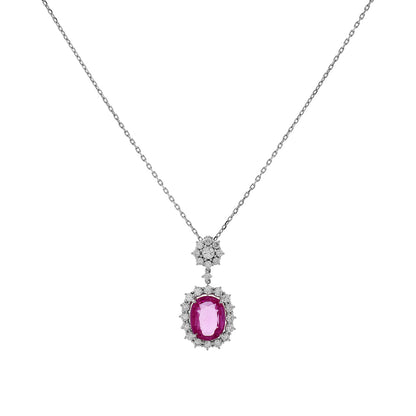 Exclusive 18K White Gold 5.02 Carat Pink Sapphire Pendant — Front View