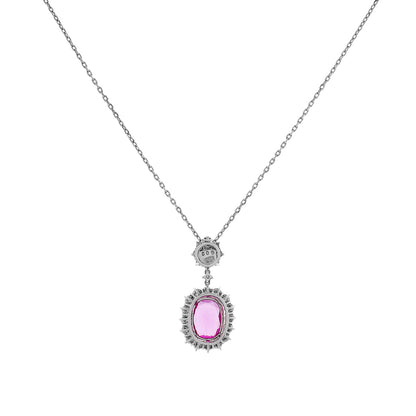 Exclusive 18K White Gold 5.02 Carat Pink Sapphire Pendant — Side View