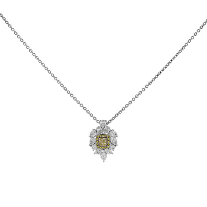 Exclusive 18K White Gold 0.26 Carat Fancy Light Yellow Diamond Pendant — Front View