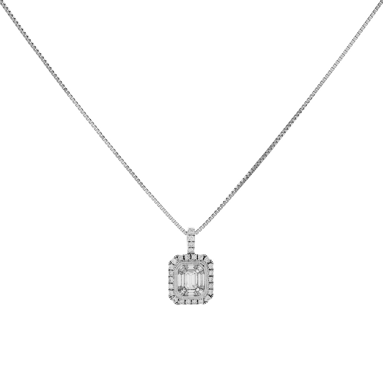 Exclusive 18K White Gold 0.87 Carat Diamond Pendant — Front View