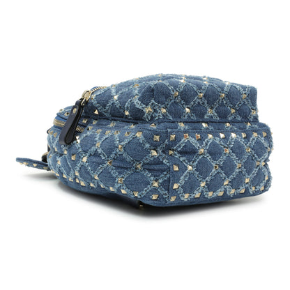 Exclusive Valentino Blue Denim Mini Rockstud Spike Backpack — Top View