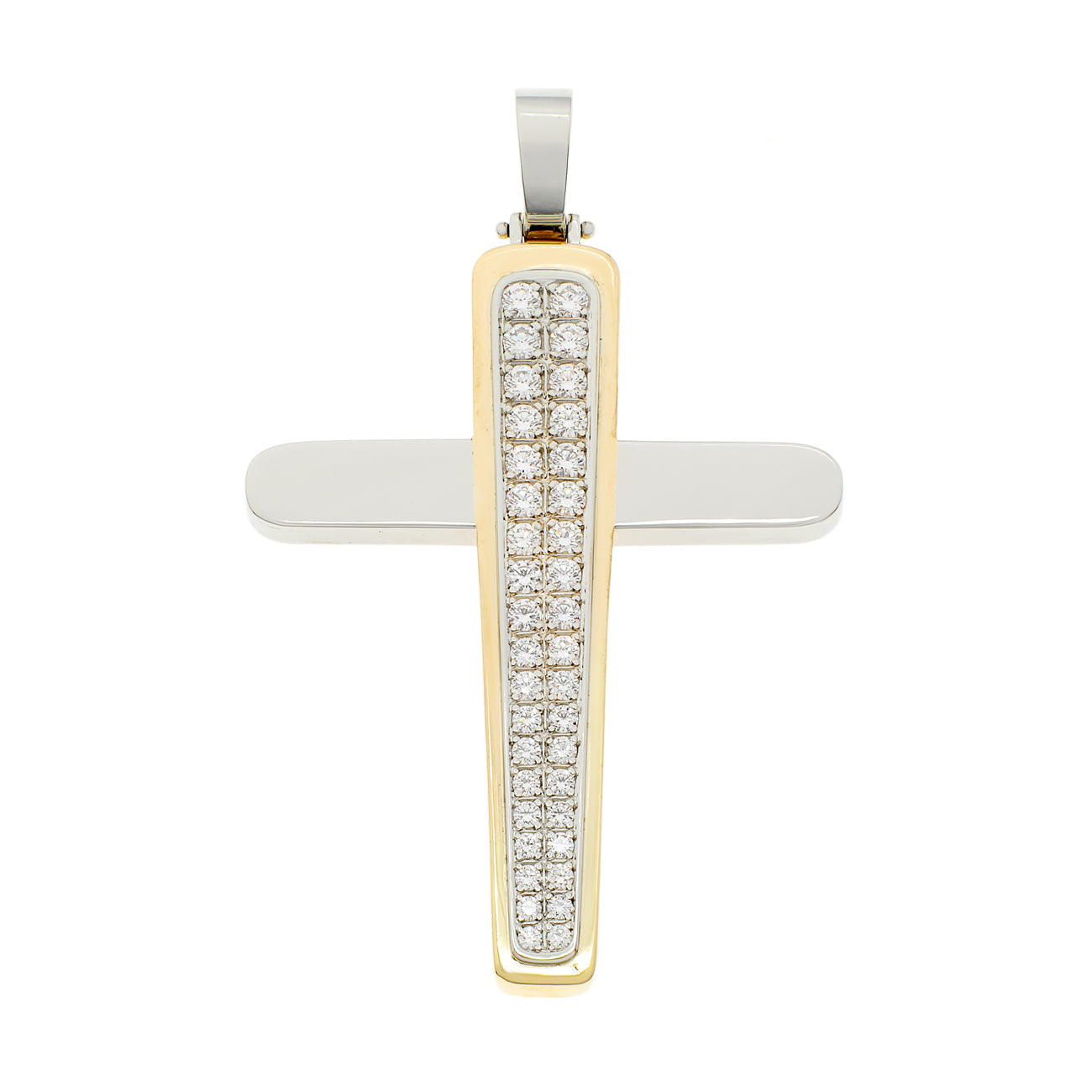 Exclusive 18K Yellow/White Gold 1.20 Carat Diamond Cross — Front View